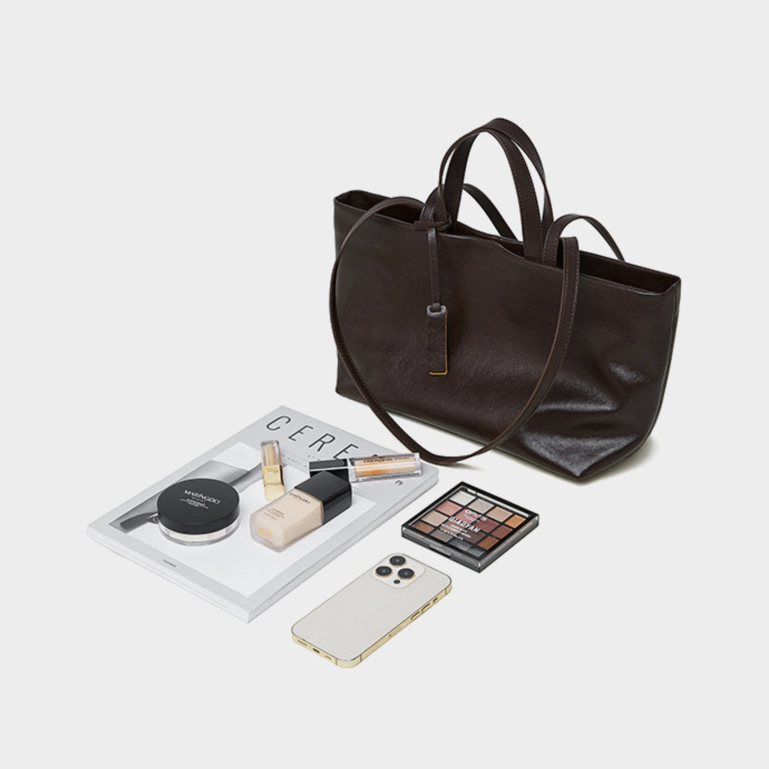 2-way genuine leather tote bag