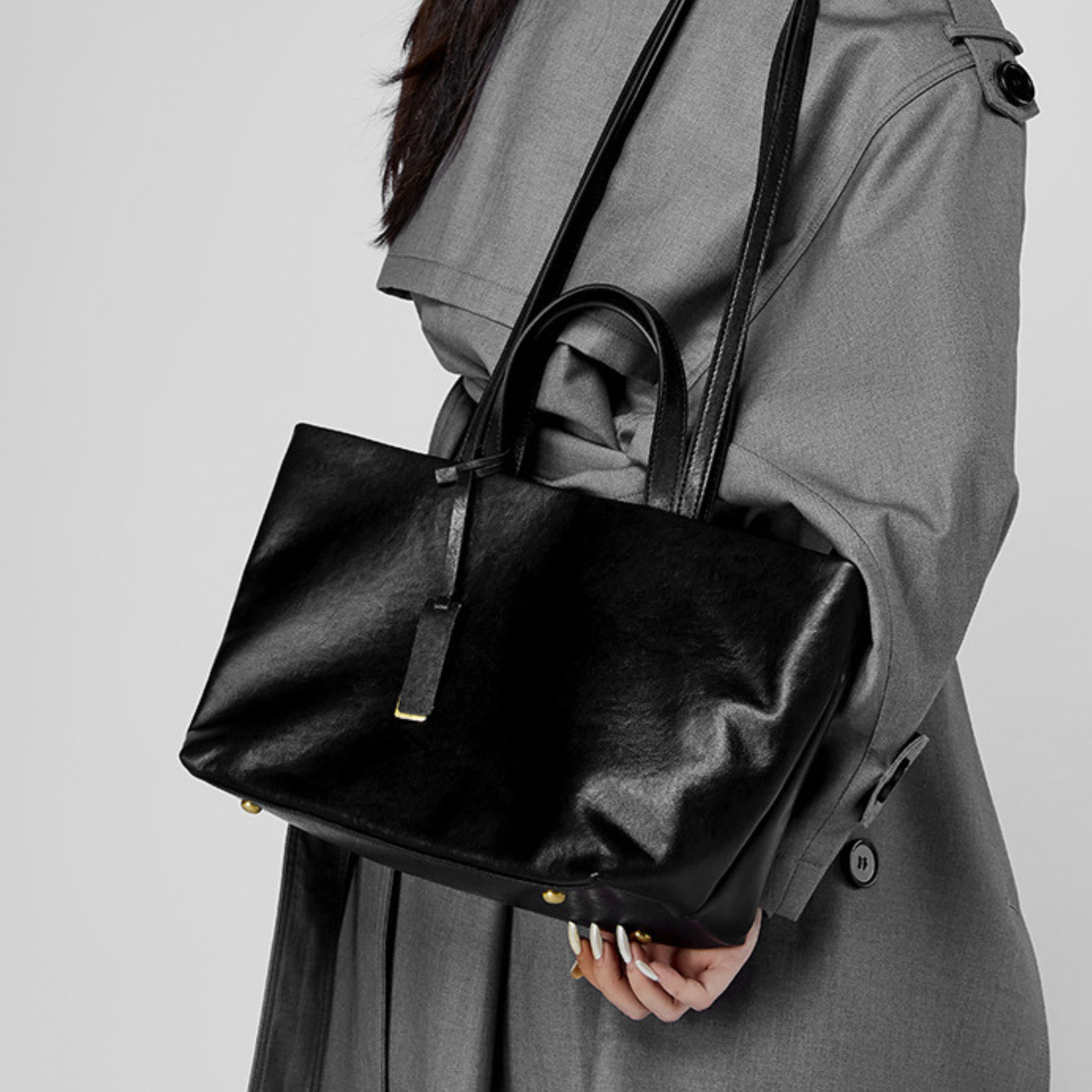 2-way genuine leather tote bag